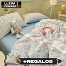 [Llevá 2 Pagá 1] Ropa de Cama Completa Estampada en Algodón y Poliéster +2 Fundas para Almohada