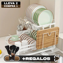 Escurridor 3 en 1 de Acero Inoxidable Multifuncional con Asas Plegables y Base Antideslizante +REGALO: Kit de Utensilios de Cocina
